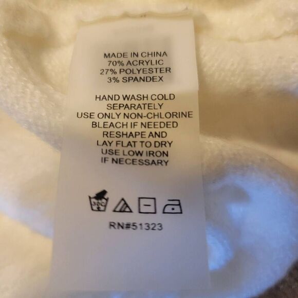 Vince Camuto Lurex Sweater Women's Large Ivory/Gold Crew Neck Long Sleeve Pullov - Picture 5 of 6